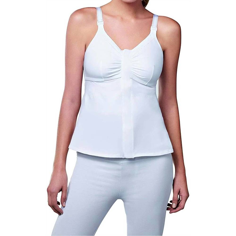 NEW AMOENA alison velcro front closure camisole top in white